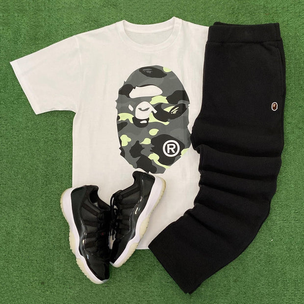 Basic Camouflage Print T-shirt Sweatpants Two Piece Set