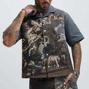 Vintage Oil Painting Tapestry Shirt Jacket