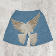 Pigeon print retro casual shorts