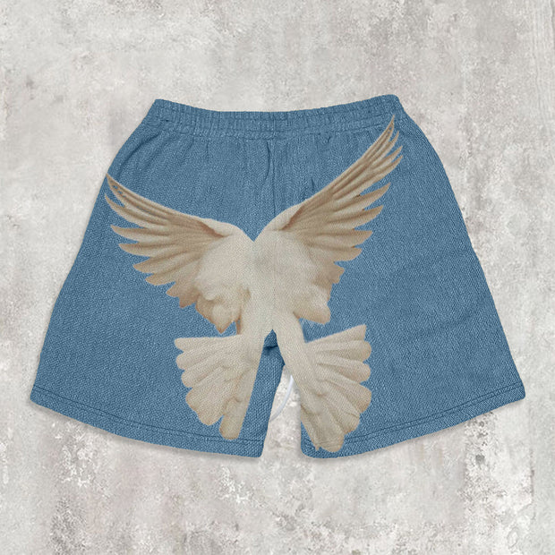 Pigeon print retro casual shorts