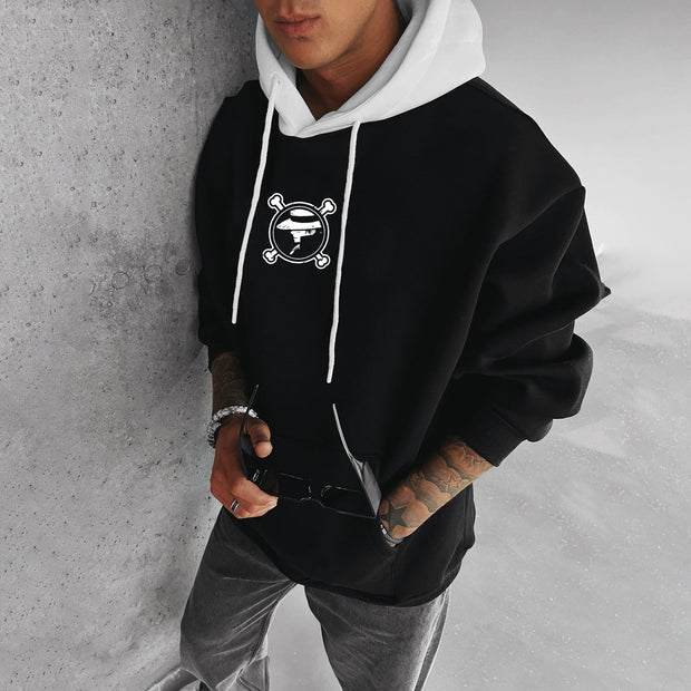 Hip Hop Graphic Color Block Casual Hoodie