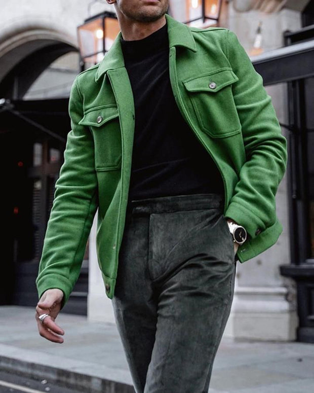 Street shooting casual solid color lapel jacket