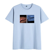 Vintage printed cotton round neck short-sleeved T-shirt