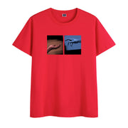 Vintage printed cotton round neck short-sleeved T-shirt