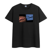 Vintage printed cotton round neck short-sleeved T-shirt