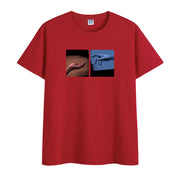 Vintage printed cotton round neck short-sleeved T-shirt