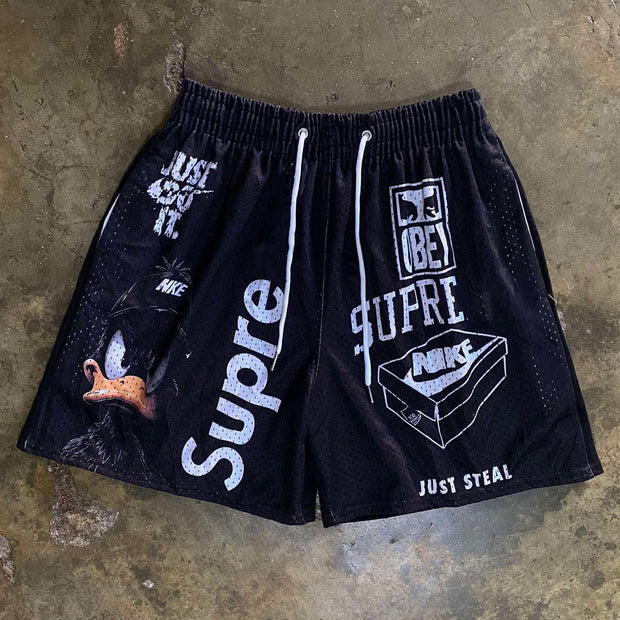 Duck casual street retro mesh shorts
