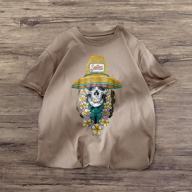 Retro fashion print short-sleeved T-shirt