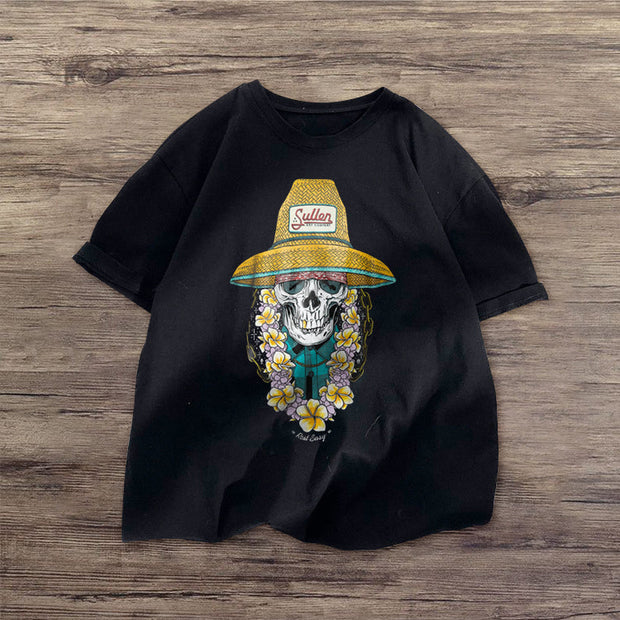 Retro fashion print short-sleeved T-shirt