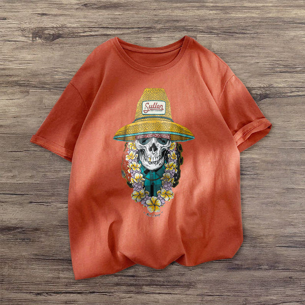 Retro fashion print short-sleeved T-shirt