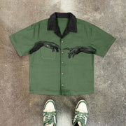 Casual personality retro contrast color shirt