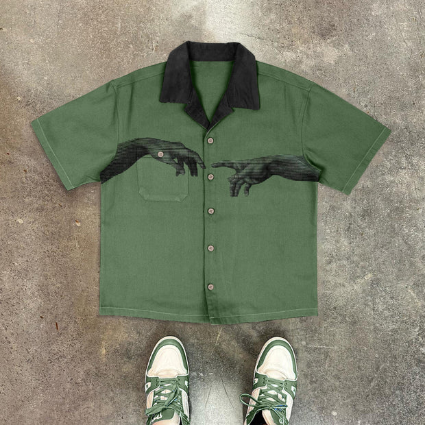 Casual personality retro contrast color shirt