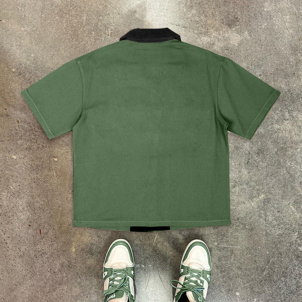 Casual personality retro contrast color shirt
