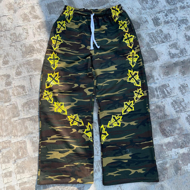 Cross casual street retro wide-leg sweat pants