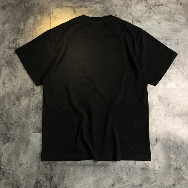 Cartoon smiley print casual retro short-sleeved T-shirt