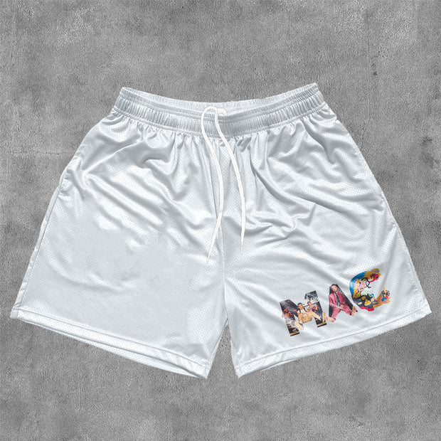 Mac Print Mesh Drawstring Shorts