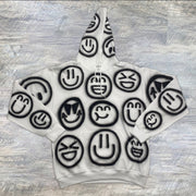 Personalized street style graffiti print hooded sweatshirt