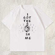 musical note print short-sleeved T-shirt