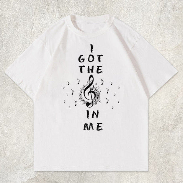 musical note print short-sleeved T-shirt