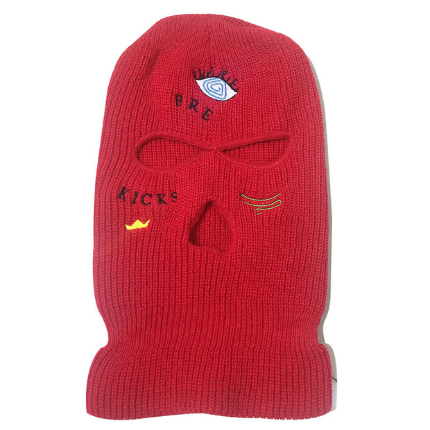 Knitted hat thick three-eye hat