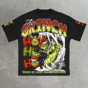 Christmas Monster Casual Street Print Cotton T-Shirt