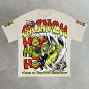 Christmas Monster Casual Street Print Cotton T-Shirt