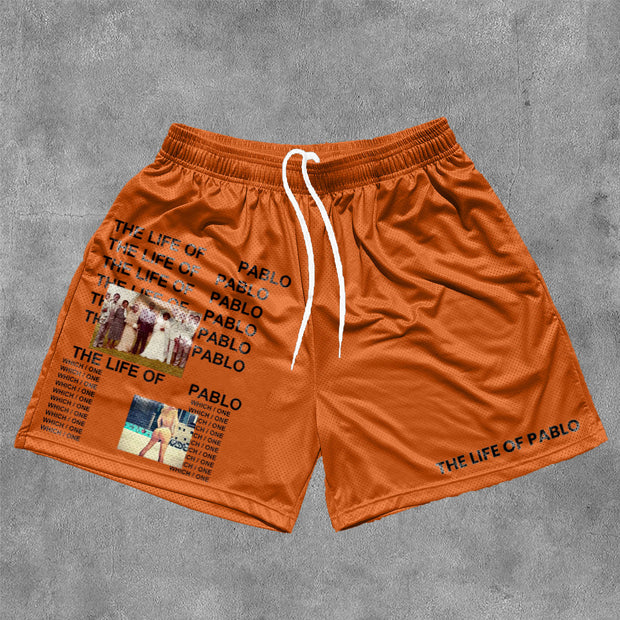 The Life of Pablo Print Mesh Drawstring Shorts