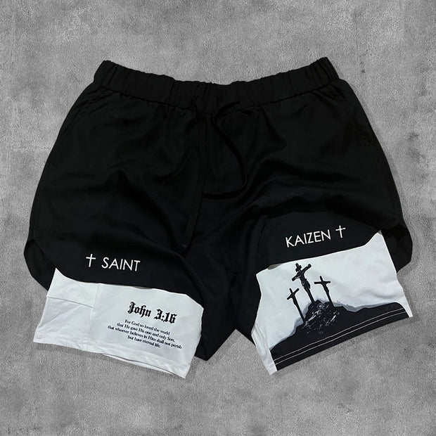 John 3:16 Print Double Layer Shorts