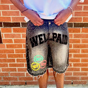Diamond casual street stitching short denim