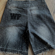 Diamond casual street stitching short denim