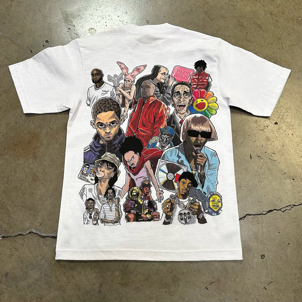 Rap music festival printed cotton T-shirt