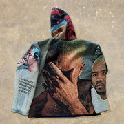 Blond Helmet Print Long Sleeve Hoodies