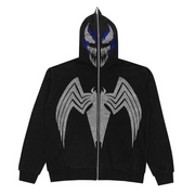Venomous Spider rhinestone full zip hoodie