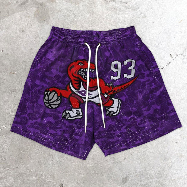 Trendy street print mesh shorts