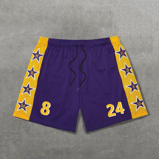 Digital Color Contrast Print Mesh Shorts