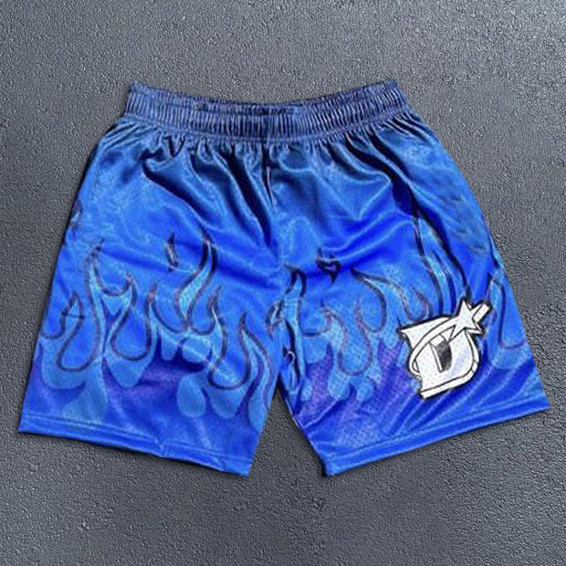 Fashion flame print shorts