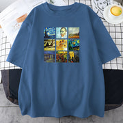 Personalized printing men and women can wear oil painting printed T-shirts