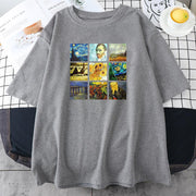 Personalized printing men and women can wear oil painting printed T-shirts