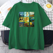 Personalized printing men and women can wear oil painting printed T-shirts