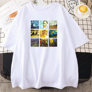 Personalized printing men and women can wear oil painting printed T-shirts