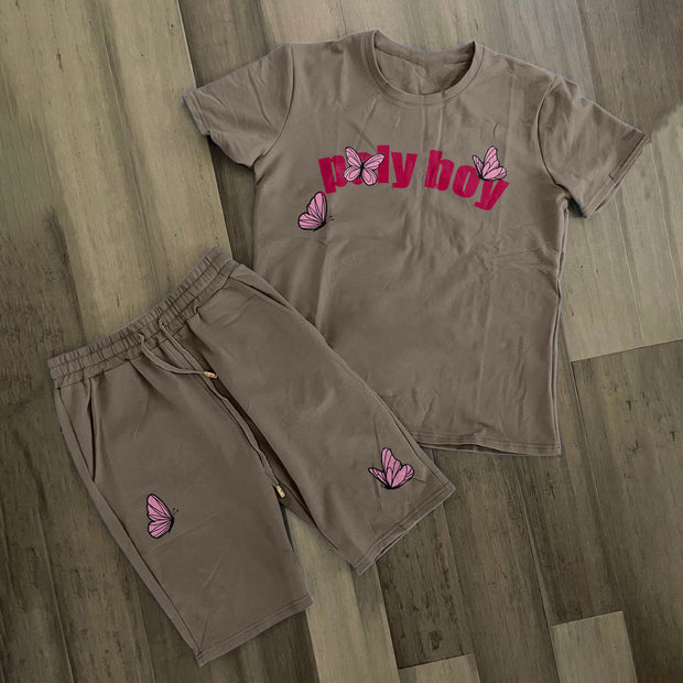Trendy Retro Street Short Sleeve Shorts Suit