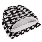 Striped knitted hat pullover hat black and white elements cow wool hat