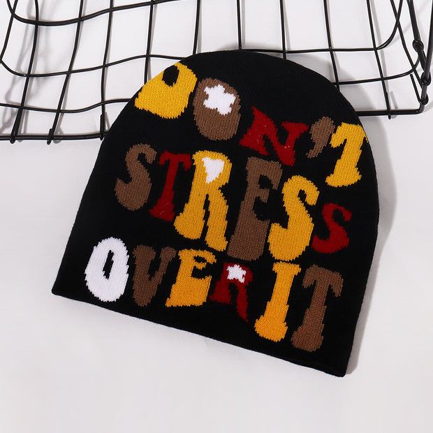 Personalized all-match letter jacquard knitted hat