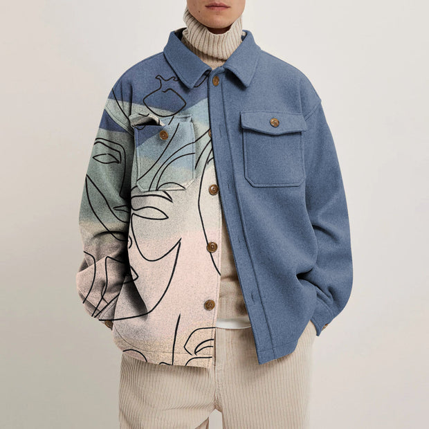 Retro street style hit color lapel jacket