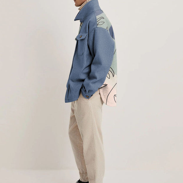 Retro street style hit color lapel jacket