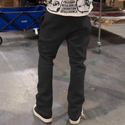 Casual Words Print Pocket Flared Trousers