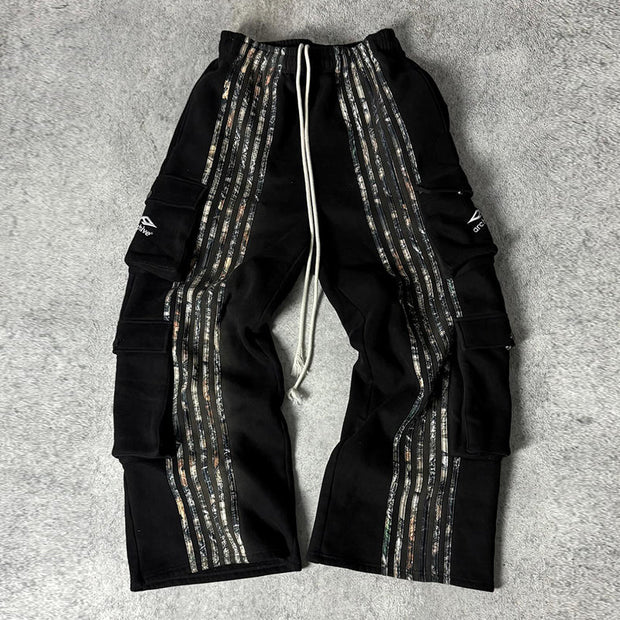 Striped camouflage multi-pocket casual pants