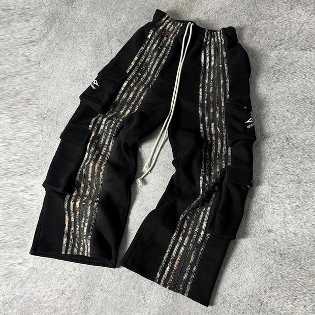 Striped camouflage multi-pocket casual pants