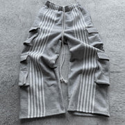 Striped camouflage multi-pocket casual pants