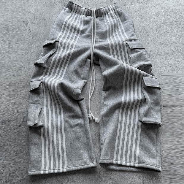 Striped camouflage multi-pocket casual pants